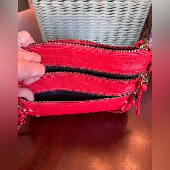 Elliot Lucca Messina Leather Pyramid Fire 3 Zip Crossbody Bag - Picture 13 of 15